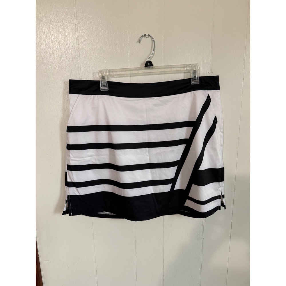 Lady Hagen Women's Golf Skort Size 14 Black White Stripe Athleisure Skirt
